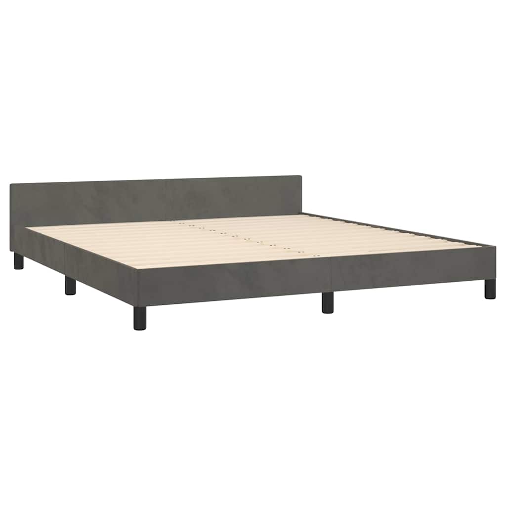 Cadre de lit sans matelas gris foncé 180 x 200 cm velours - 4