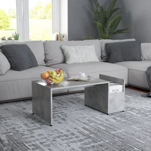 Tavolino Moderno In Legno Multistrato Grigio Cemento – 36x30x56 Cm, Per Soggiorno E Studio