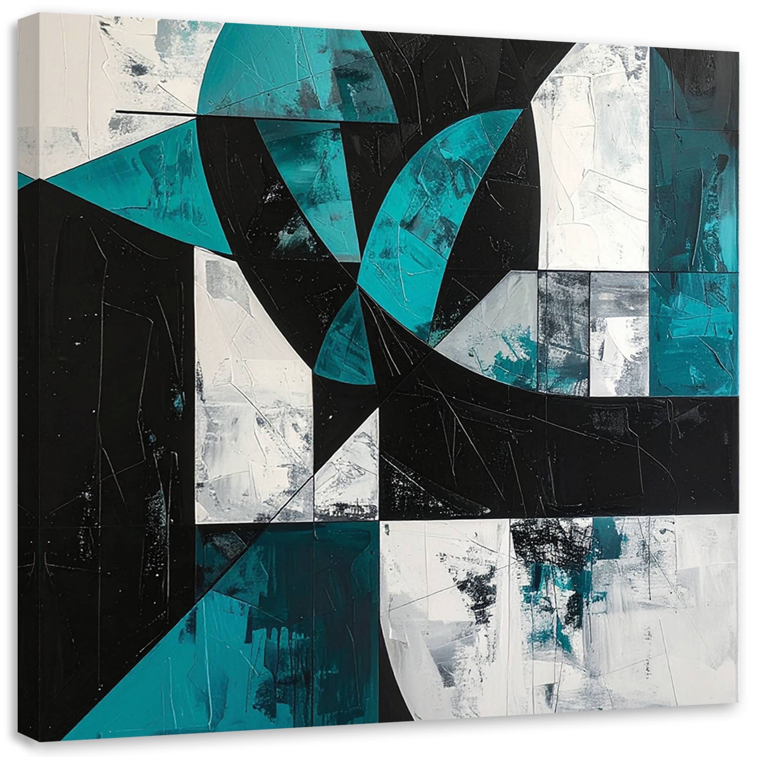 Obraz do salonu sypialni biura, Geometryczne kształty abstrakcja turkusowy 60x60