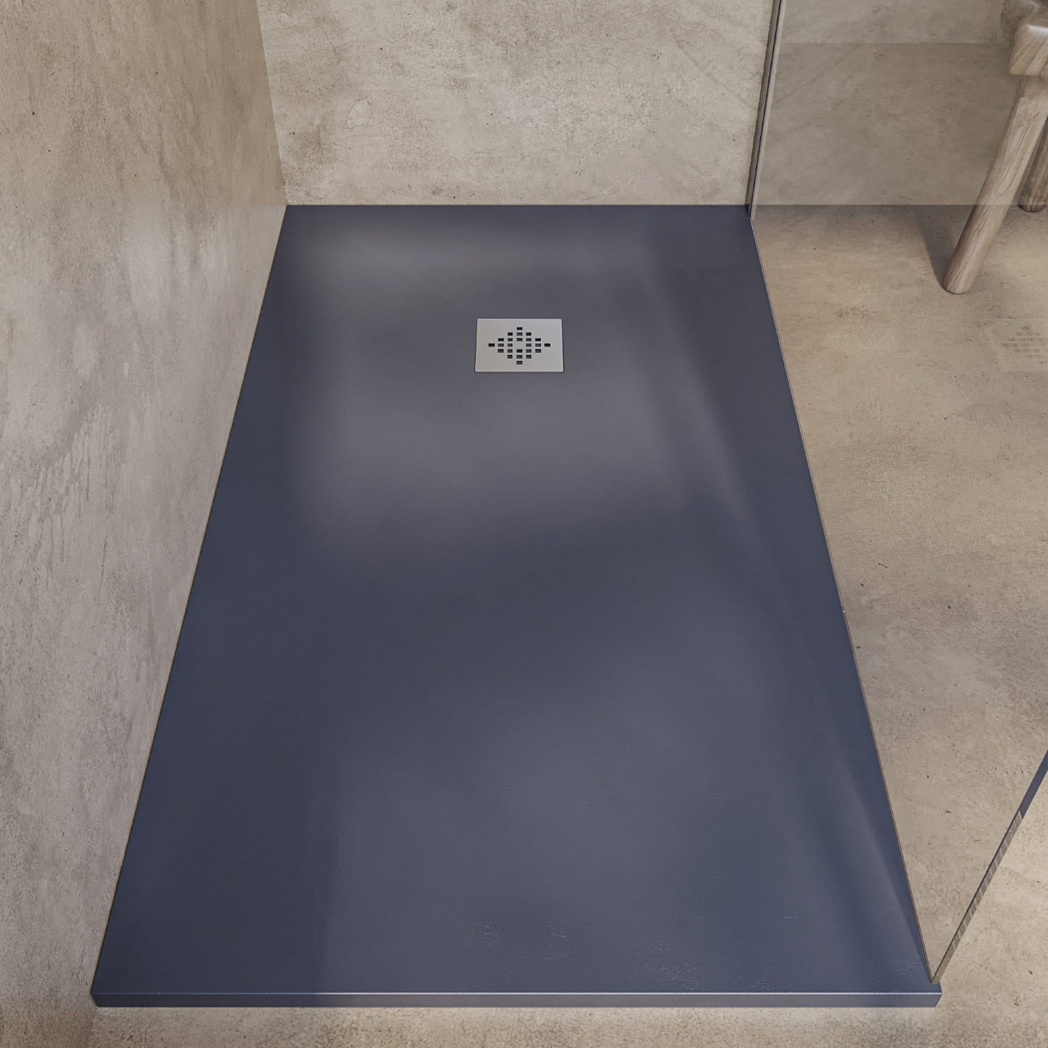 SOULHOME Brodzik prysznicowy– Żywica– Gel Coat– Gładka/Kamienna tekstura – Antypoślizgowy – Kolor łupkowy – 220X100- Niski 3 cm– Standard - 4