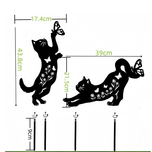 Desgn Del Gardno Arte Del Gatto Gatto N Metallo Arruggnto Per Recnzone Del Gardno Arte - Foto 9