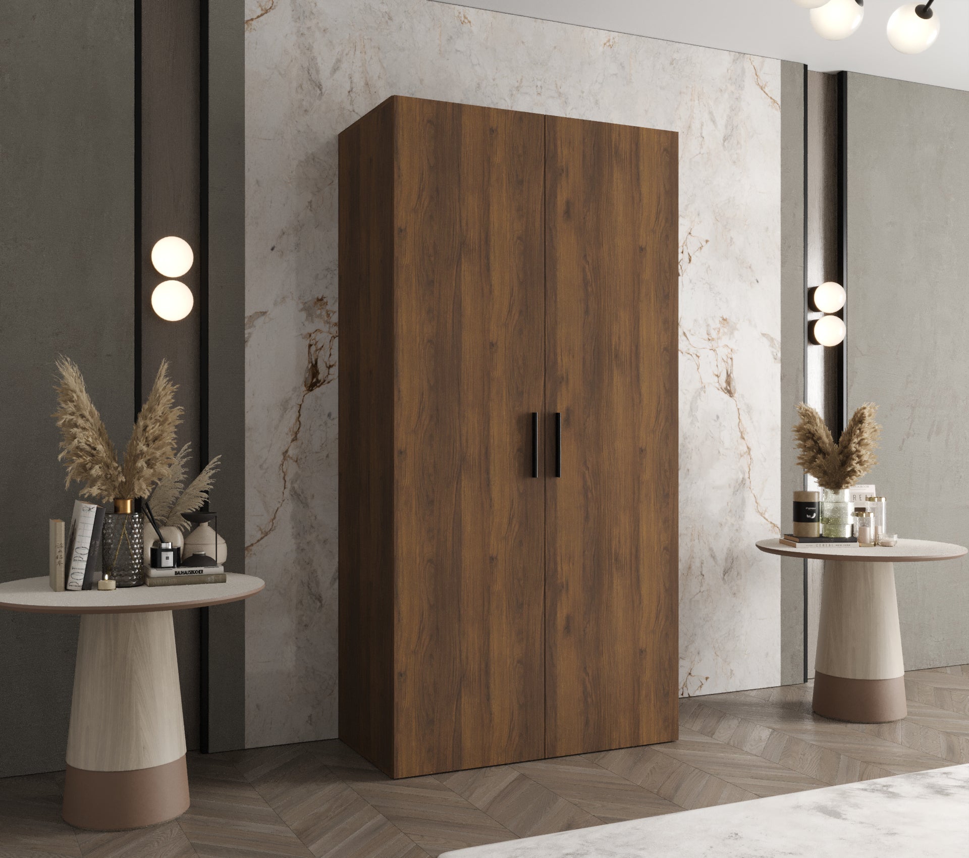 Szafa uchylna otwierana Bari 1 100 x 52 x 202 cm orzech warmia + u. czarny Abiks Meble - 2
