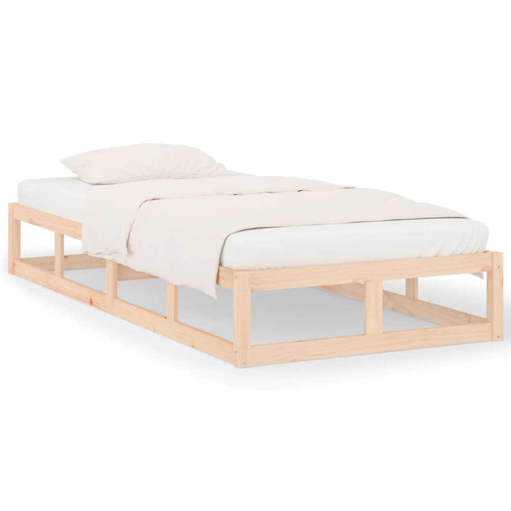 Lit 90x200, Lit Simple En Bois Massif, Hauteur De 35 Cm, Cadre De Lit