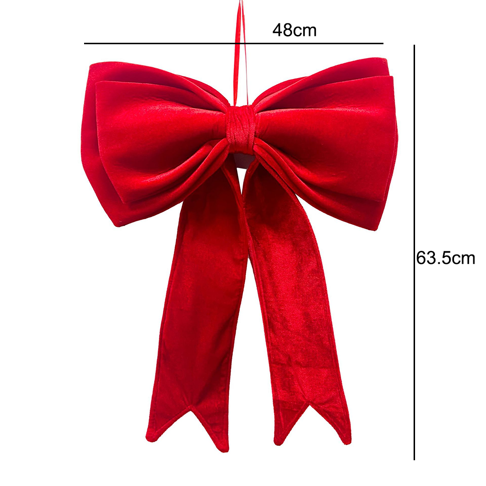 Enfeite de Laço de Natal, Decoração de Natal, Laço grande em veludo para decoração de árvores de Natal, casamentos, festas de fim de ano, 63 x 48 cm - 4