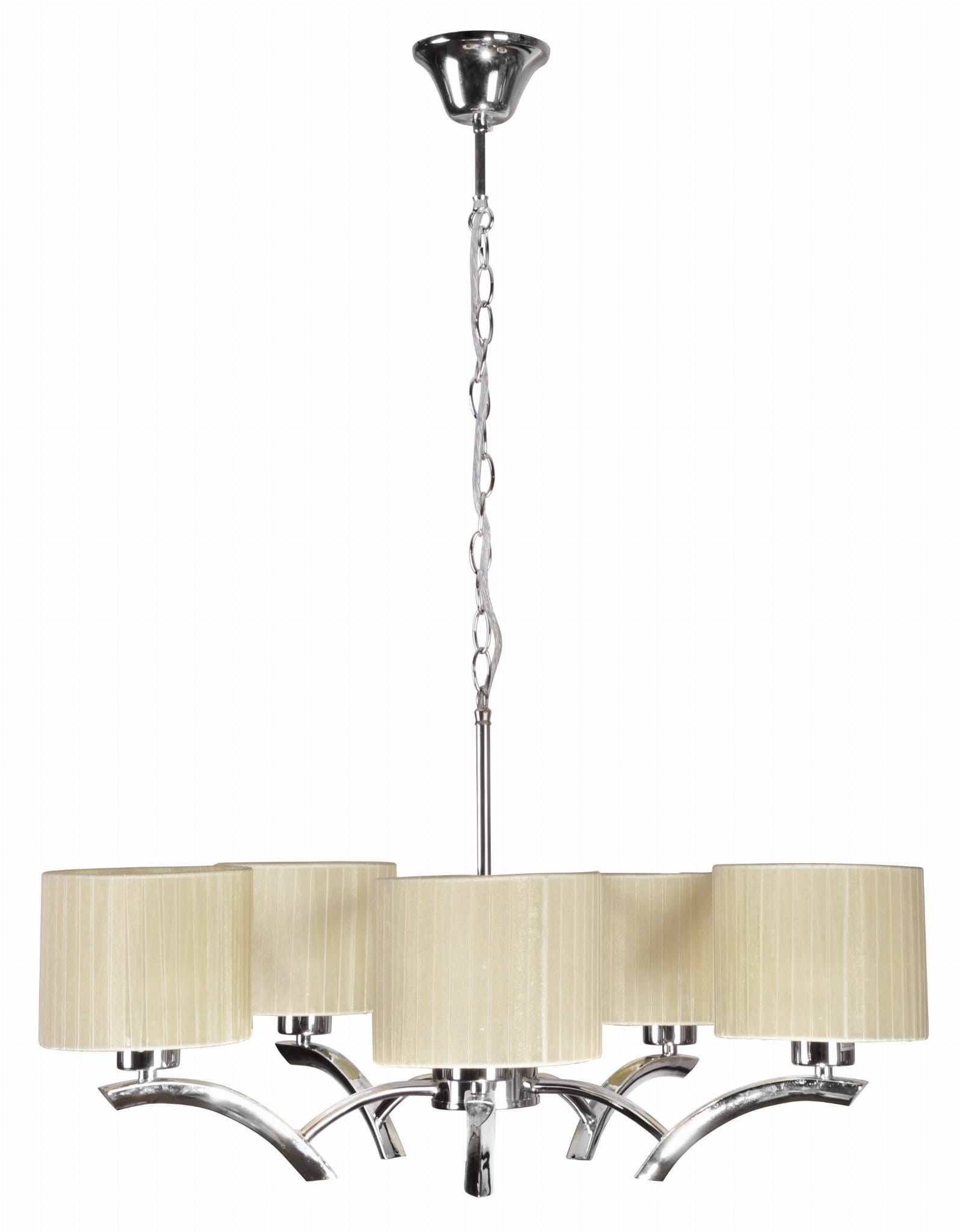 Lampa wisząca Draga chromowana-ecru 5xE27x60W wym: 95 x 58 x 58 cm metal Candellux