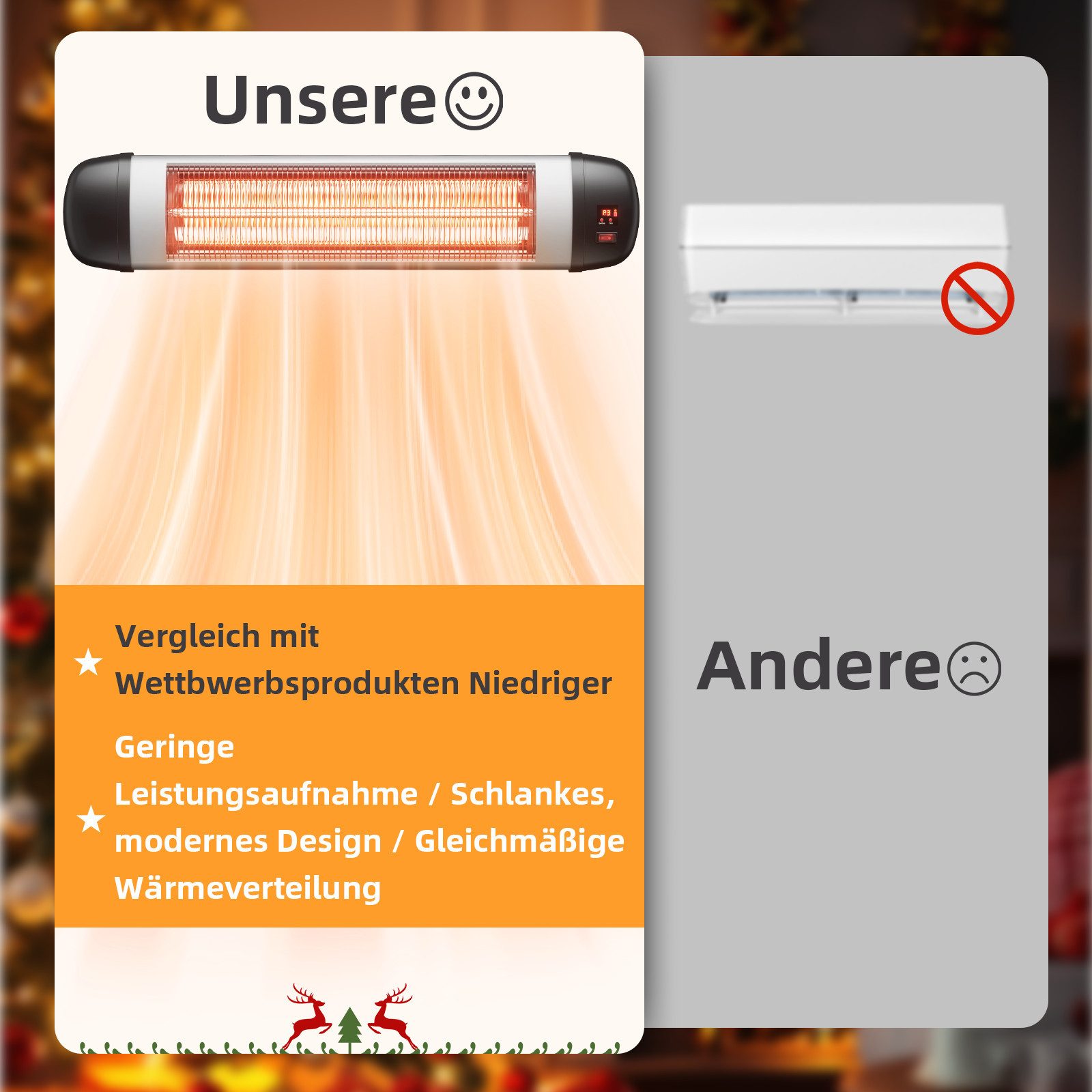 NETTLIFE Ogrzewanie promiennikowe Taras Ogrzewanie na podczerwień - 2500W Zewnętrzne ogrzewanie promiennikowe na podczerwień - 3