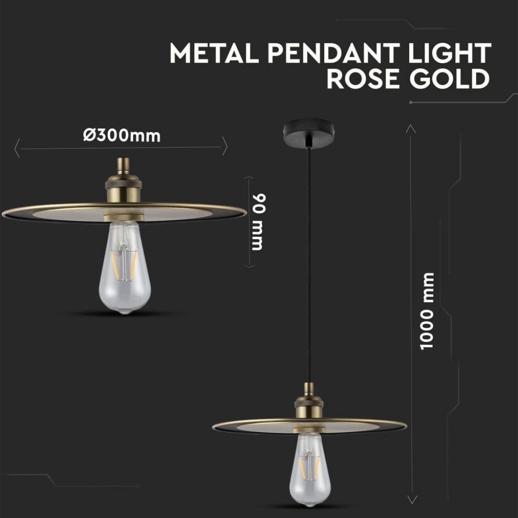 Żyrandol metalowy LED z uchwytem na żarówkę E27 (maks. 60 W) w kolorze różowego złota - 2
