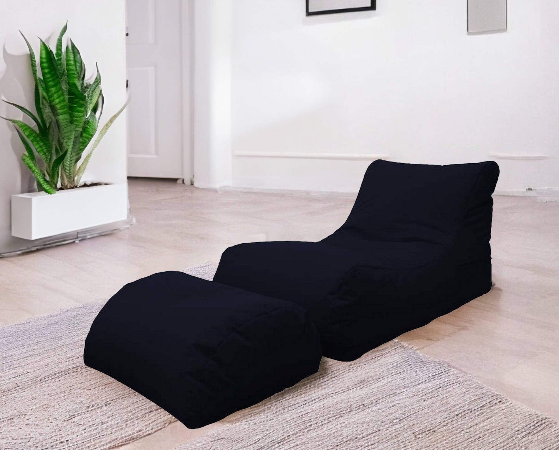 Puf alton, sillón multiusos, puf, puf reposapiés, made in italy, 120x80 h60 cm, negro