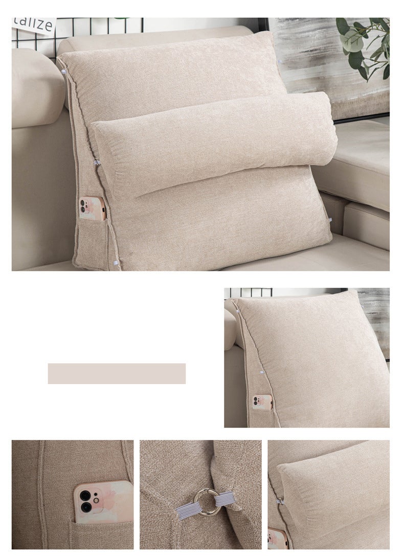 Coussin de dossier triangulaire grand format, coussin de chevet pour canapé-lit, coussin de soutien de la taille, fournitures de chambre, beige - 7