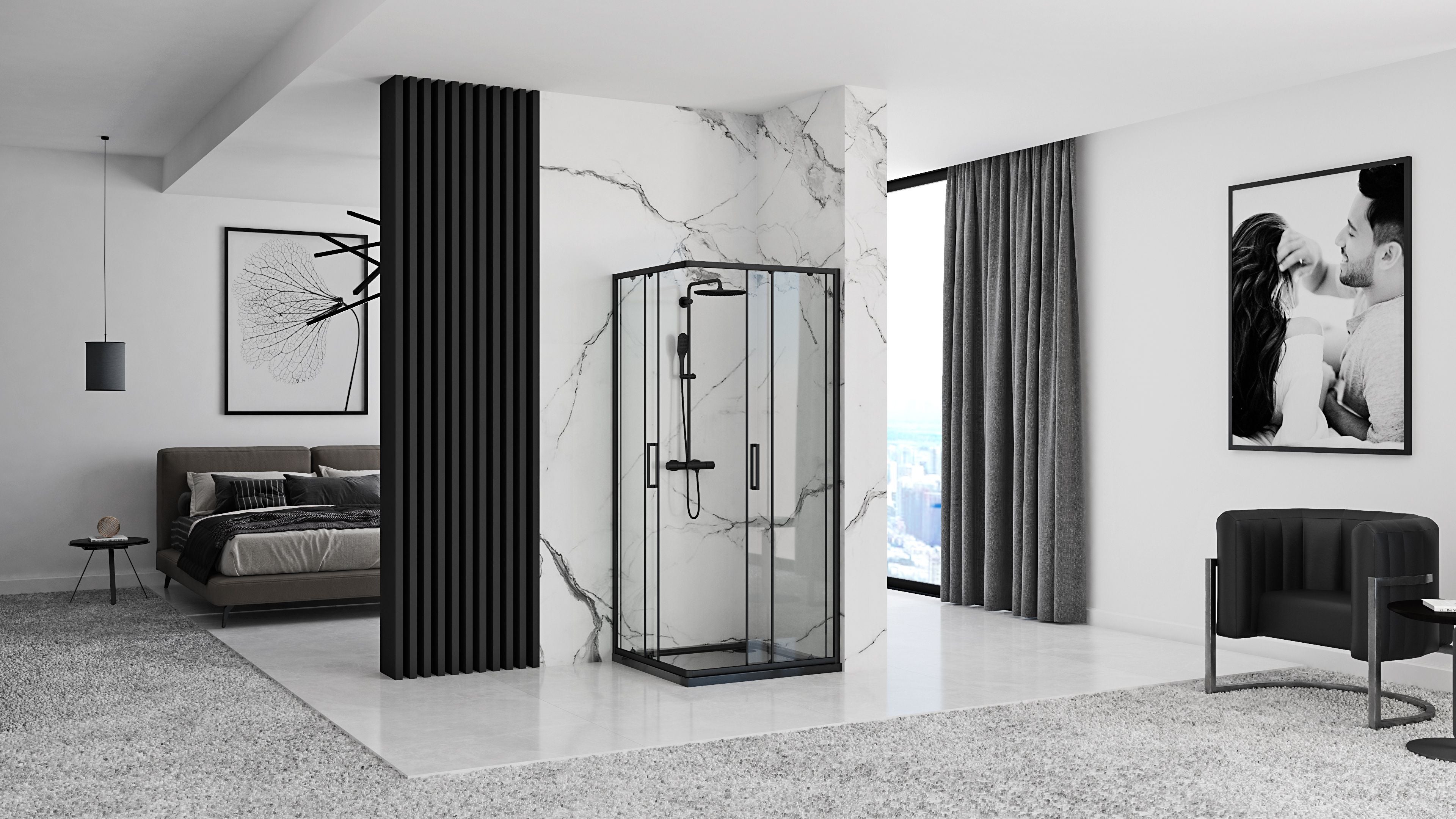 CABINE DE DOUCHE REA PUNTO 80X80 BLACK - 5