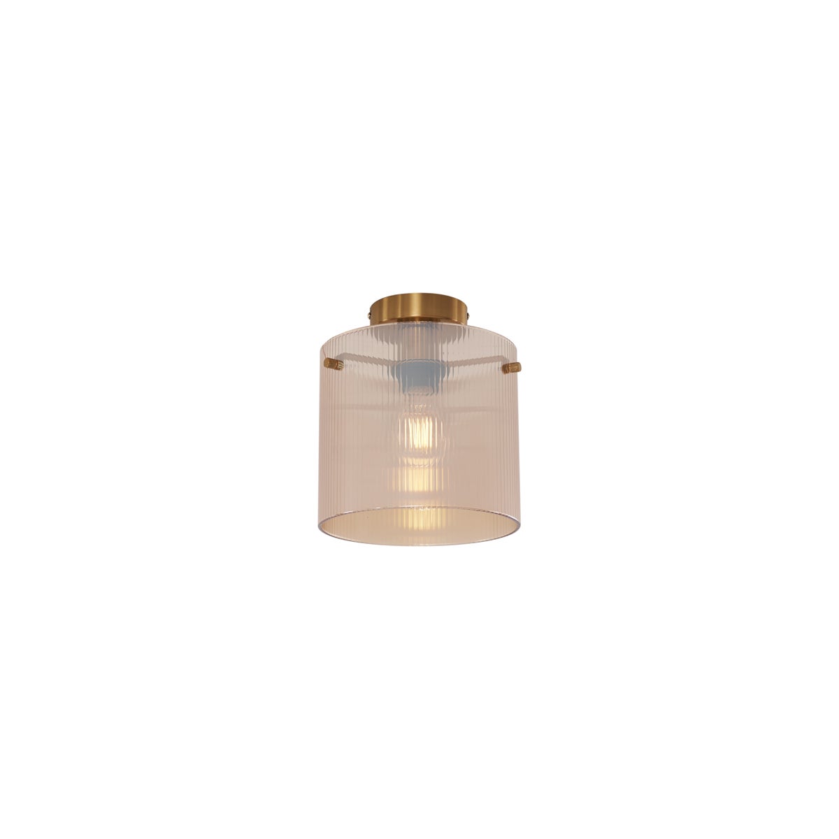 Art Deco Lampa Sufitowa Mosiężna z Bursztynowym Szkłem - Laura