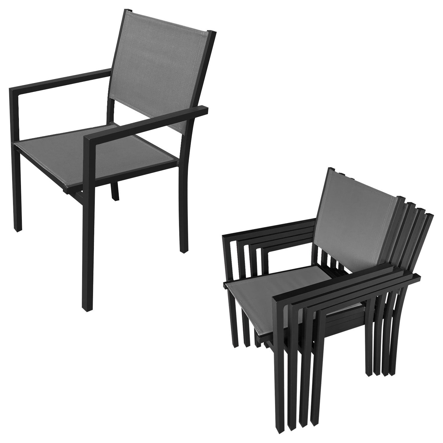 Salon de jardin 8 places gris et aluminium anthracite CAGLIARI - 3