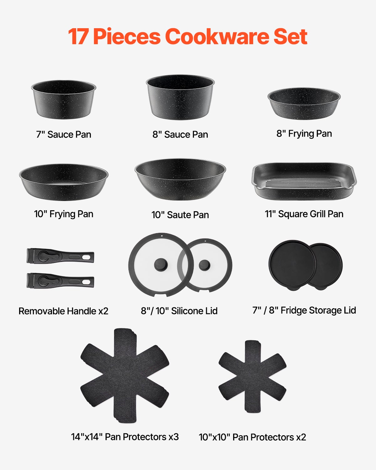 Set Di 6 Pentole Antiaderenti Con Manico Rimovibile: Impilabili E Salvaspazio Per Cucina, Camper E Induzione
