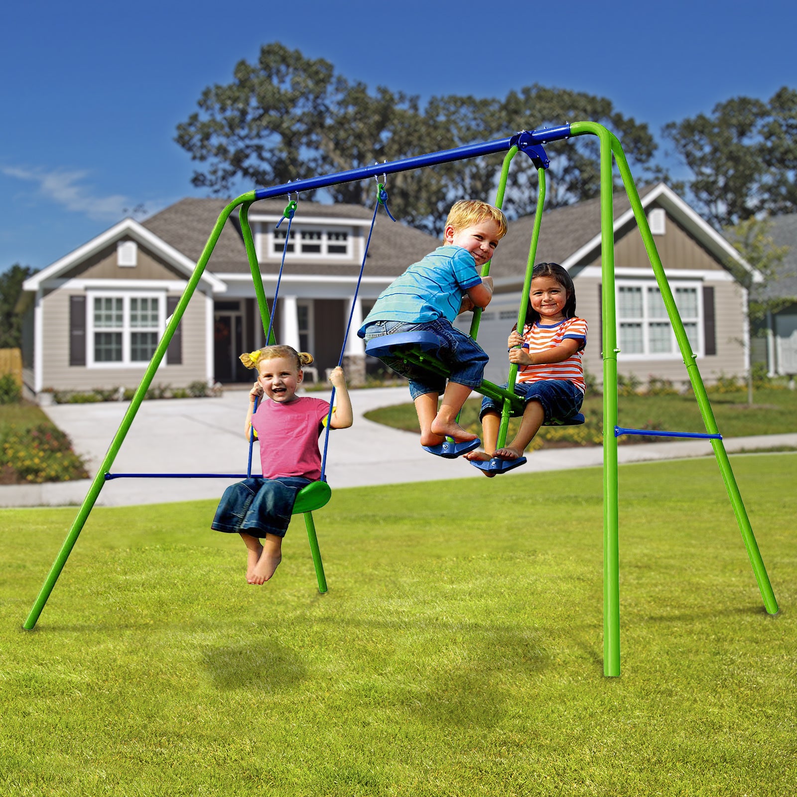 Columpio Balancin Infantil para Jardin 3 Anos Juego para Ninos de Metal Outdoor Toys 220x140x182 cm Carga hasta 45 Kg Leroy Merlin