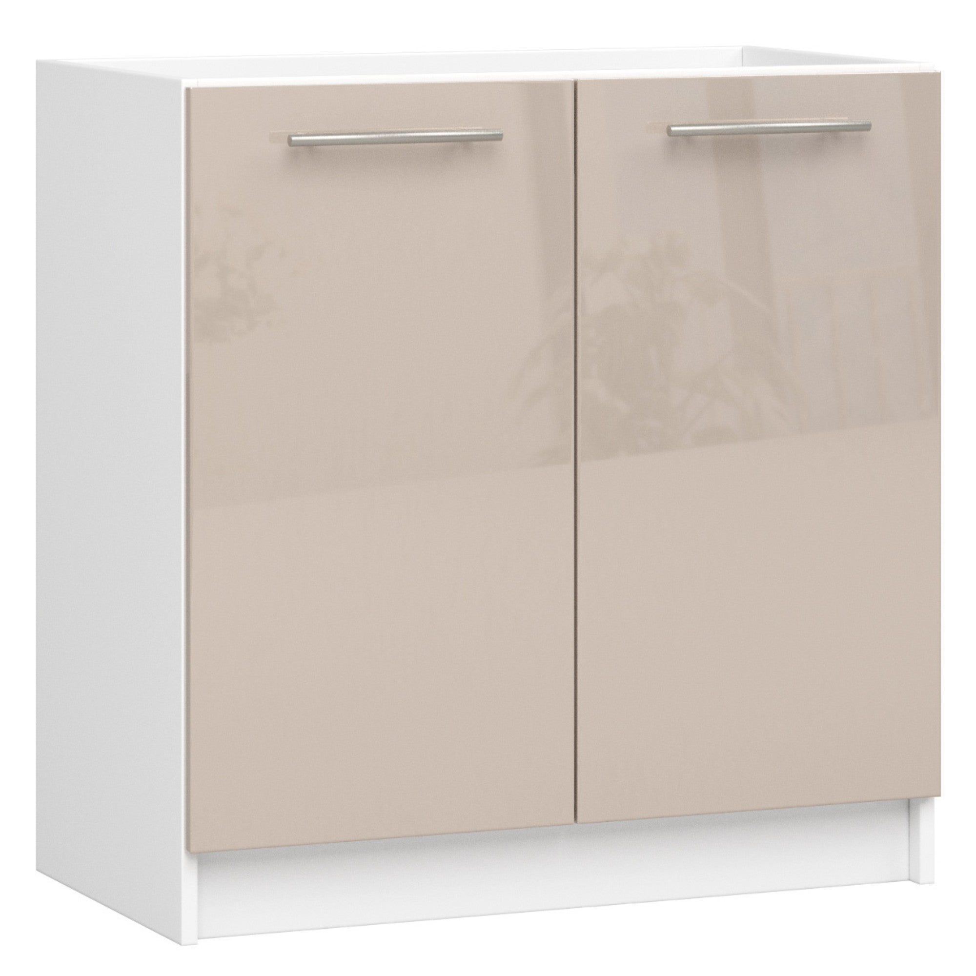 Mobilna kuchnia lavello: 2 ante, 1 ripiano, bianco | genialne cappuccino, Wymiary mobilne: l: 80 cm, a: 82 cm, d: 46 cm.