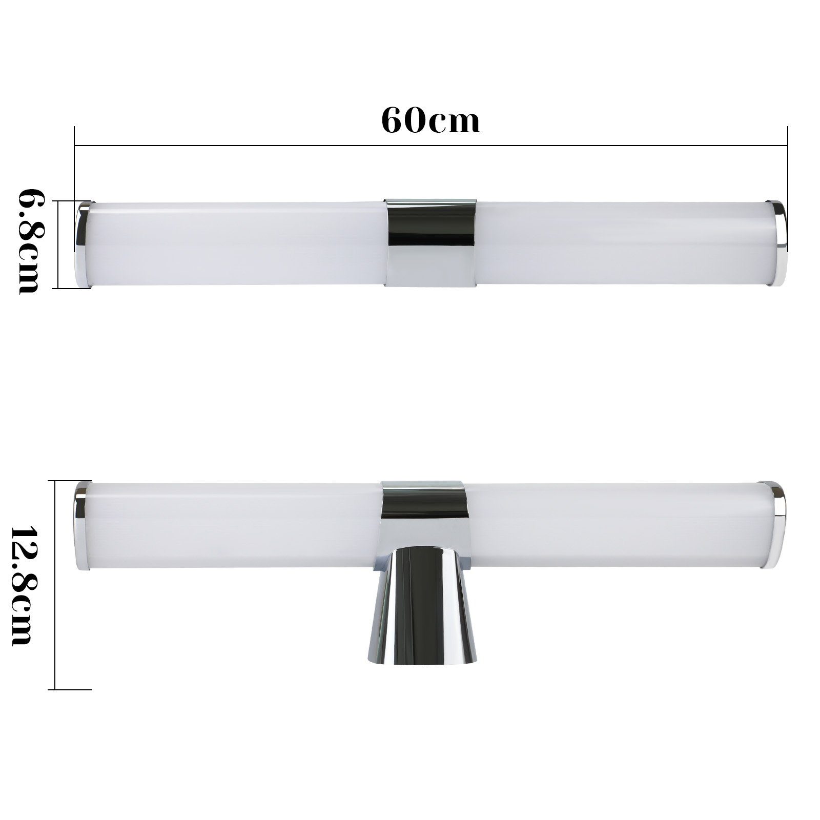 ZMH Lustro łazienkowe z oświetleniem - nowoczesne, 60 cm, chromowane, sypialnia, IP44 - 4