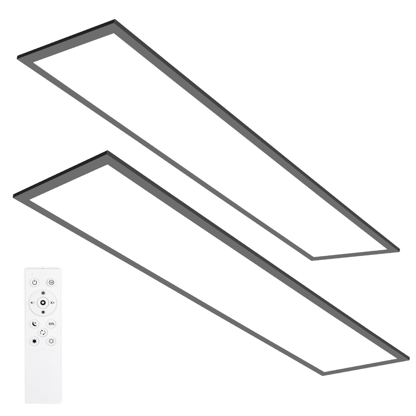 LOVHAUS 2 PCS Panel LED 120x30CM, Lampa LED Wew. Z Pilotem, Regulacja Bieli I Jasności, Z Funkcją Pamięci I Timera, Czarny