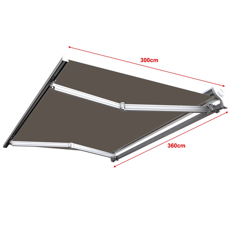 Store banne manuel Demi coffre 3,6 x 3 m pour terrasse - Taupe - 3