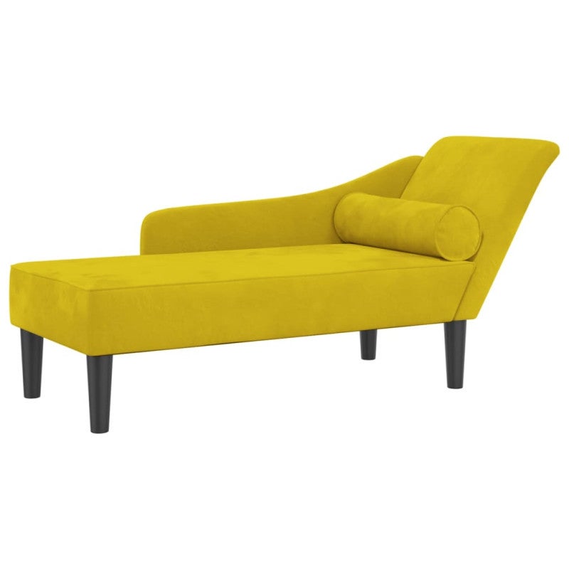vidaXL Chaise Longue con Cuscini Giallo in Velluto - 2