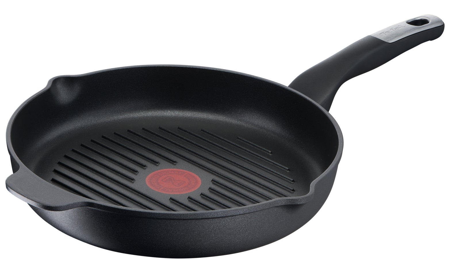 Tigaie grill 26 cm Unlimited Tefal E2294074, invelis antiaderent 100% sigur, Titanium Anti-Scratch, Thermo-Signal™, baza Thermo-Fusion™, alumin