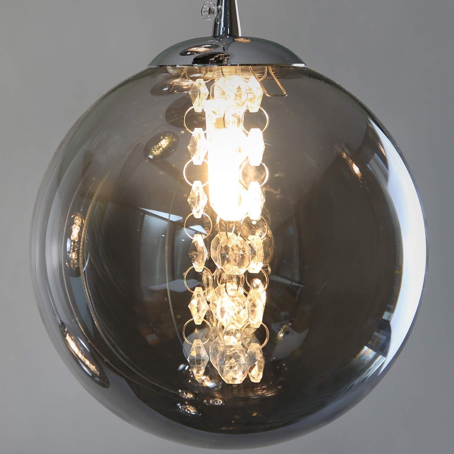 NETTLIFE Suspension verre gris Diam.41 cm G9 lustre 10 lampes en couleur lampe de salon lampe de chambre lampe de table à manger lampe de couloir - 6