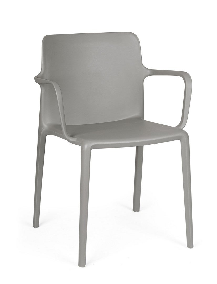 Szare krzesło do jadalni ze stali i polipropylenu