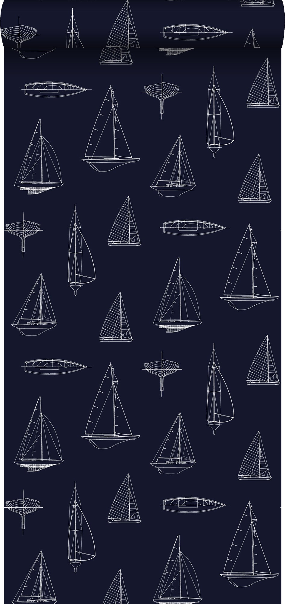 Tapeta Łodzie granatowym - 53 cm x 10.05 m - ESTAHOME