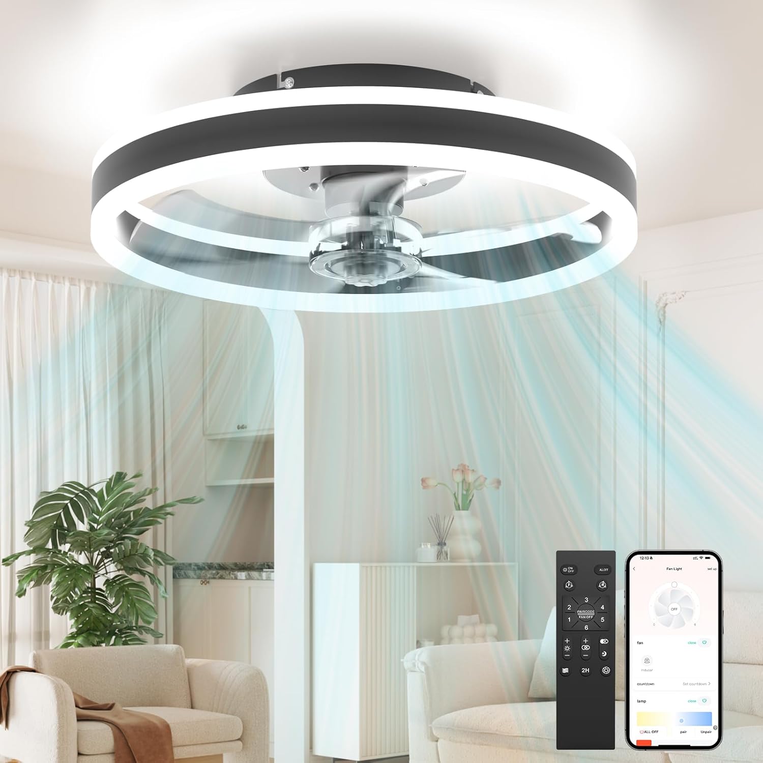 Ventilatore A Soffitto 42” Con Luci LED: Silenzioso, Telecomandato E Con Motore Reversibile! Fresco D’estate E Caldo D’inverno. - 2