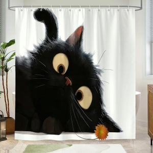 SDOTPMT 152x183cm Carina cartone animato Fantasmi Tenda da doccia Buffo Bianco Fantasma Icone Carina Halloween Sinistro Tenda bagno Sfondo nero Tenda da vasca Tessuto Poliestere per Bagno con ganci