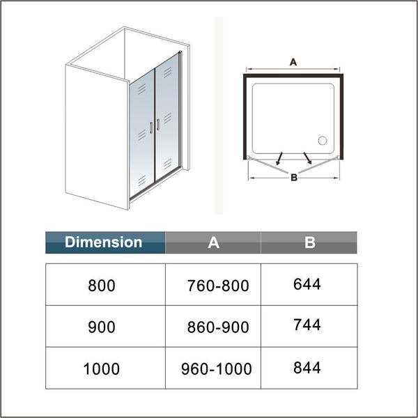 Aica Porte De Douche Battante Noir Mat 90x200cm En 8mm Verre Anticalcaire - 5
