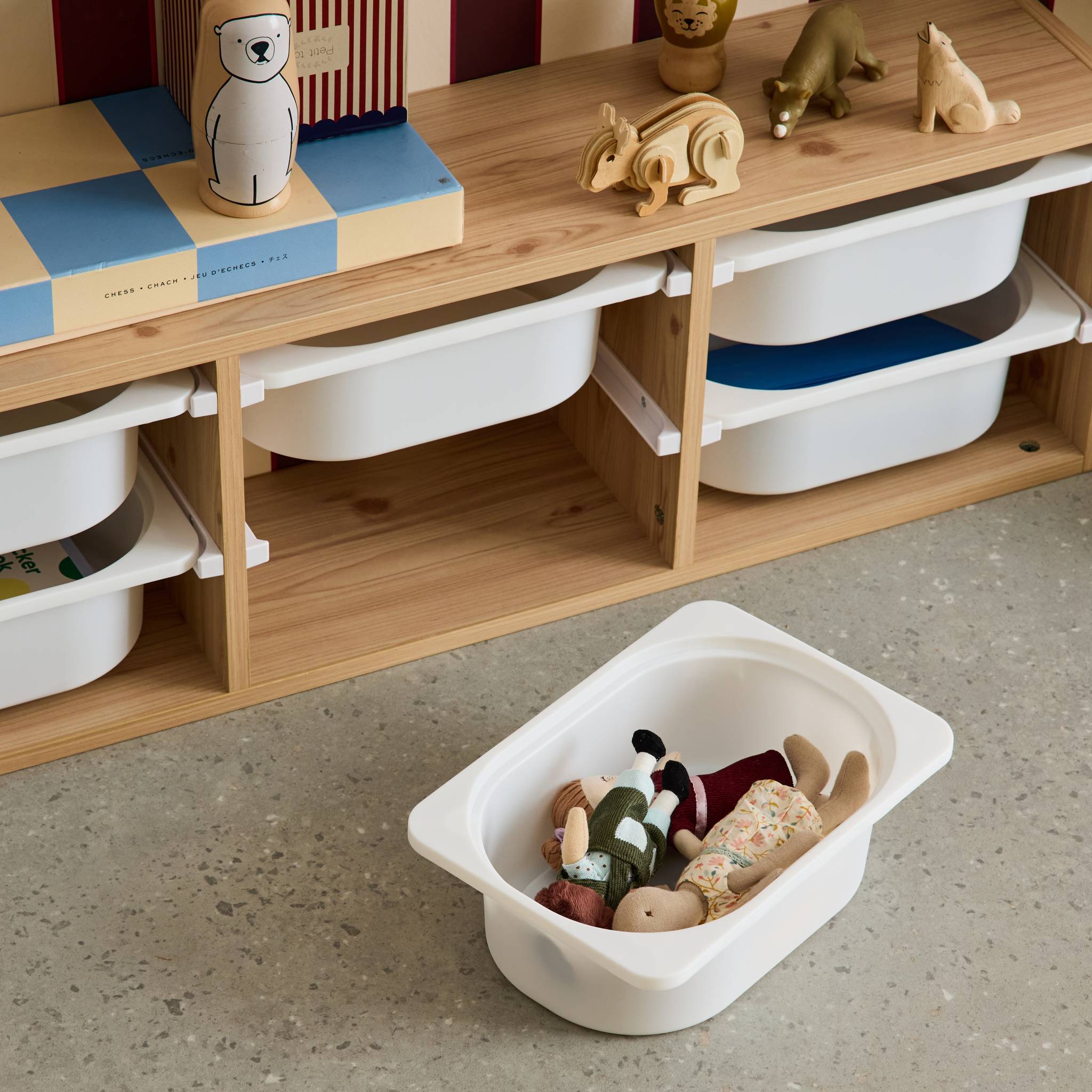 Contenitore per bambini, 6 contenitori, Marrone naturale - 5