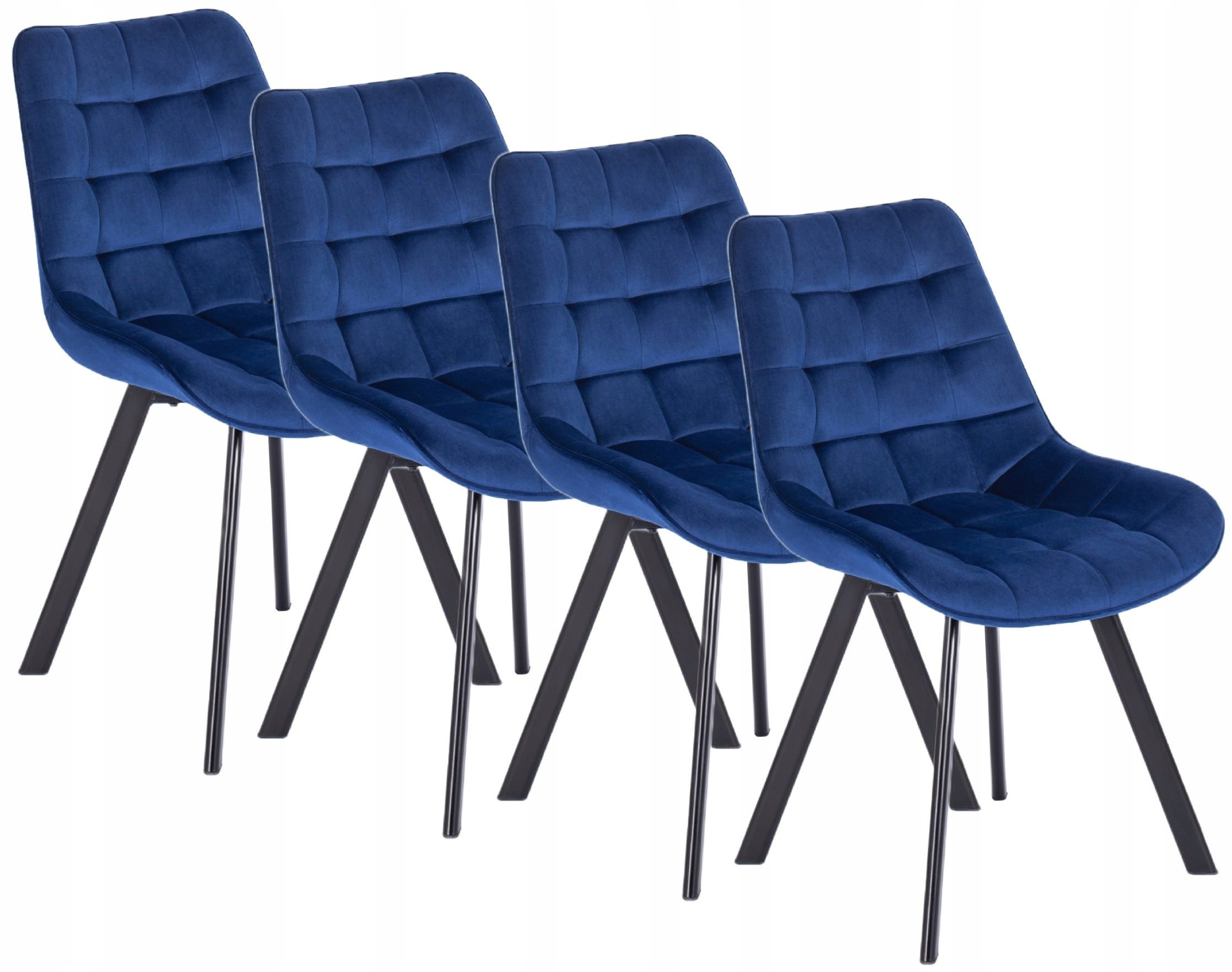 Zestaw 4x Krzesło Welurowe Do Salonu Pikowane RICK Granatowe