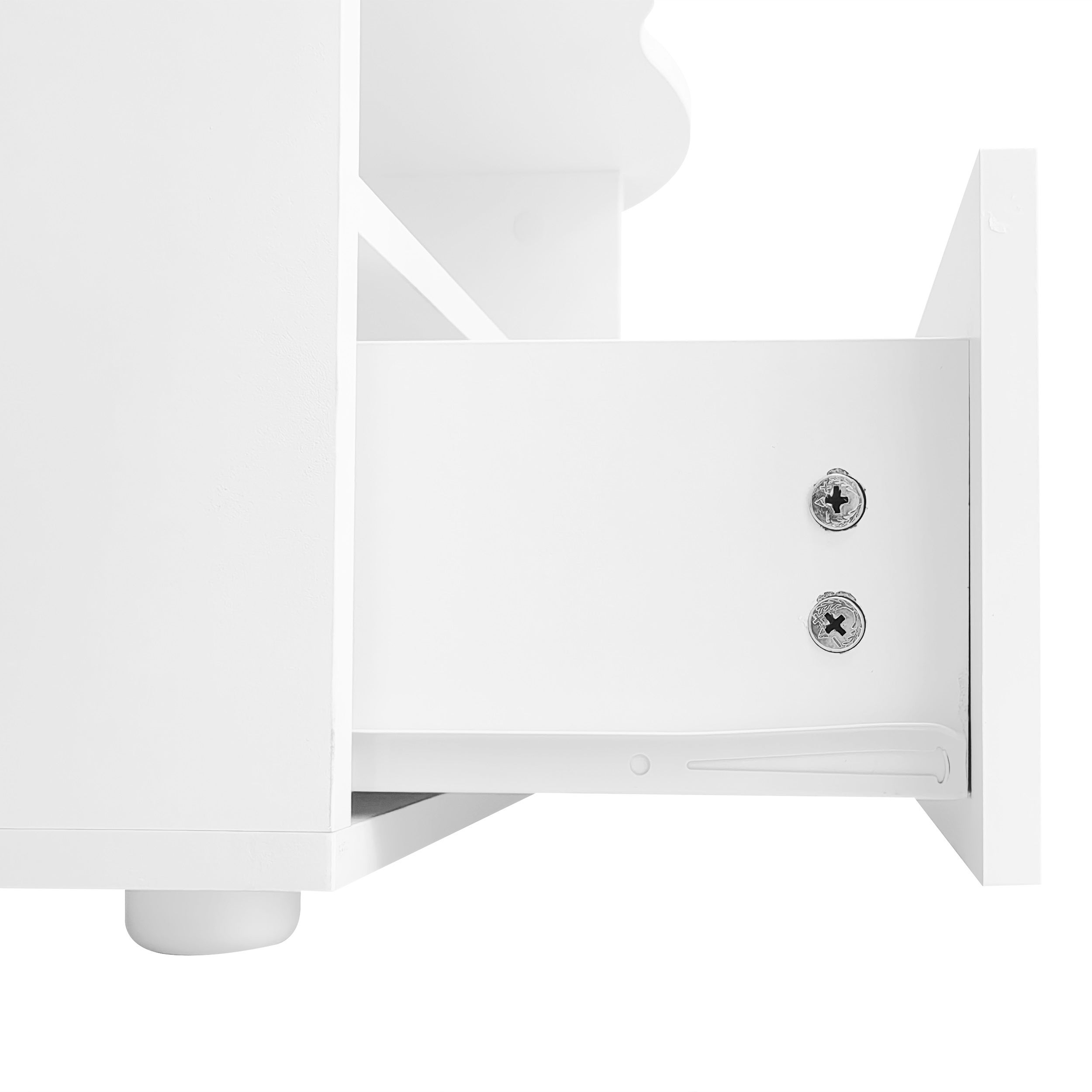 Table basse avec tiroirs et compartiment ouvert - plateau en forme de nuage - Blanc - 7