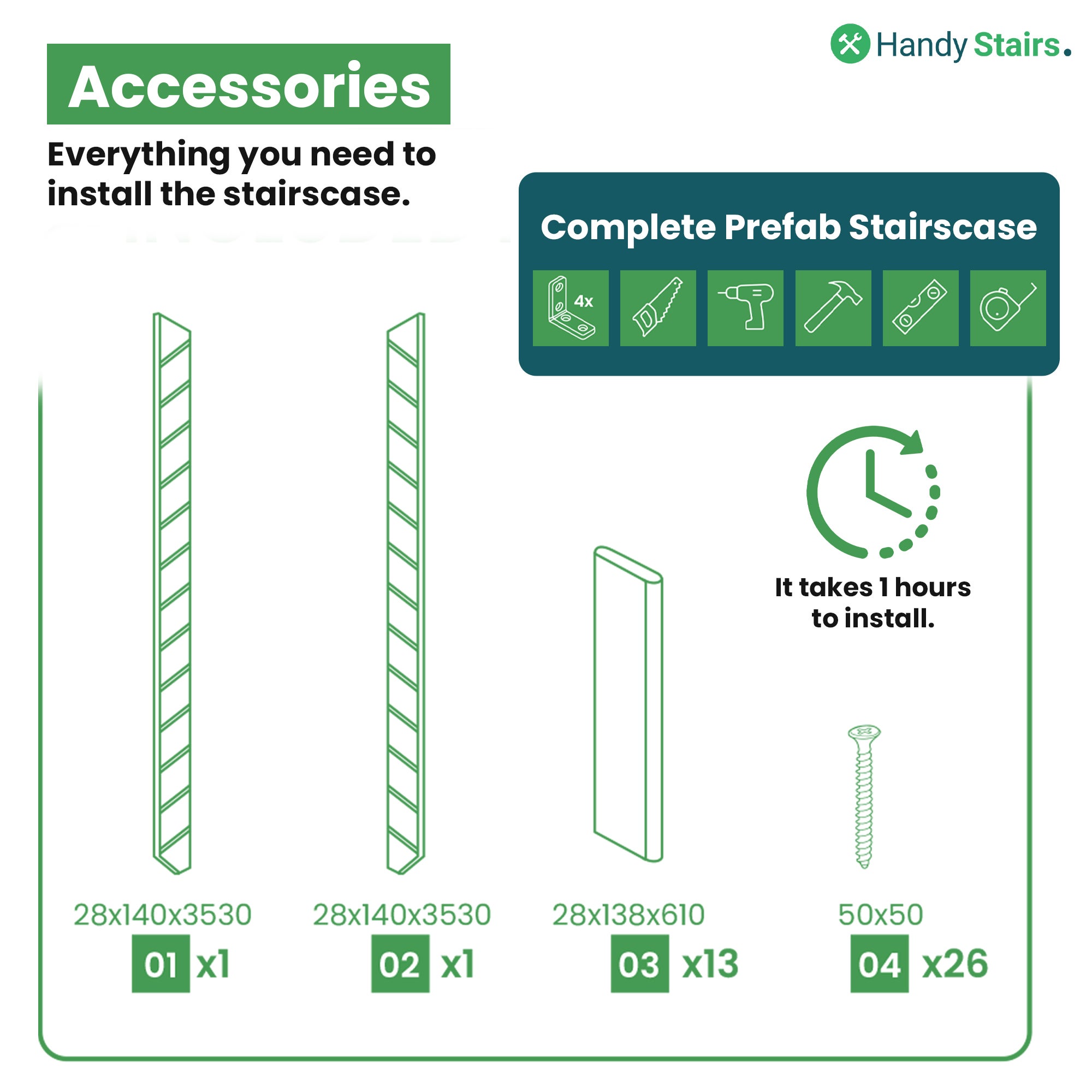 Escalier de meunier peu encombrant MGS65 | 65 cm de large | Hauteur 280 cm - 4
