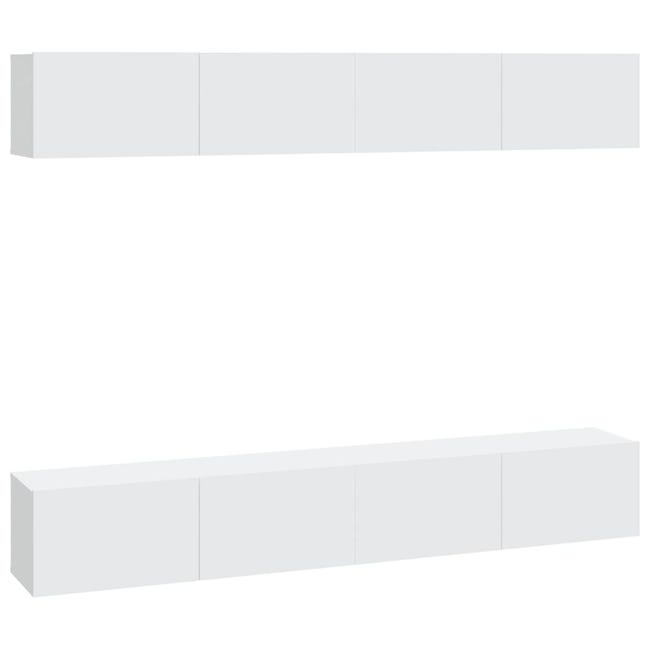 Mobile TV Bianco 120x30x30 Cm – Truciolato, 2 Ante A Discesa, Mobiletto Porta TV Da Parete Per Soggiorno, Camera Da Letto, Sala Da Pranzo, Facile Da Montare