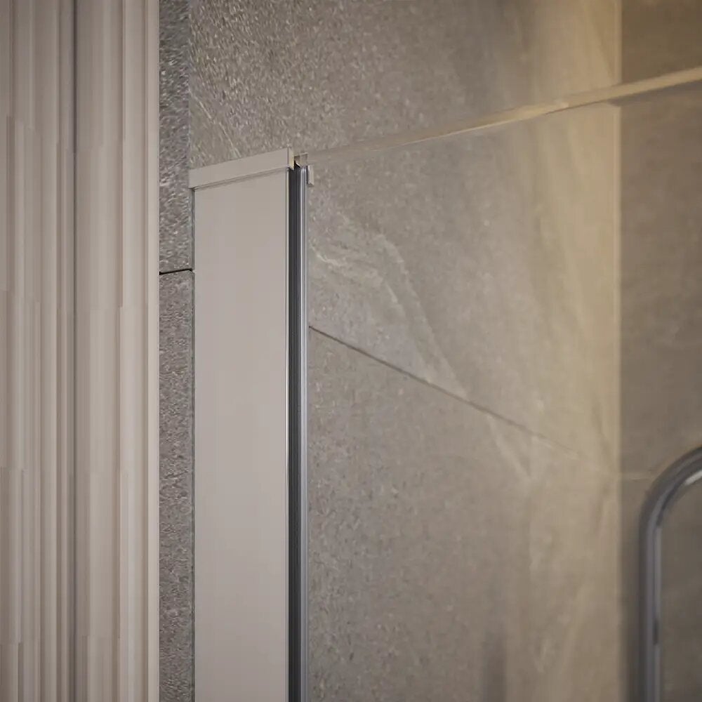 Douche à l'italienne 70 cm + porte 30 cm en verre trempé anti-calcaire 10 mm transparent, profilés chromés | Naxos - 4