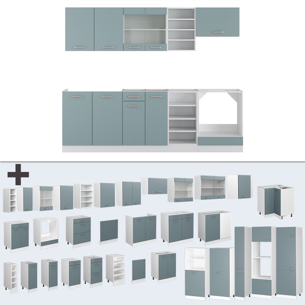Vicco Cuisine R-Line, Bleu-gris/blanc, 240cm sans PT - 7