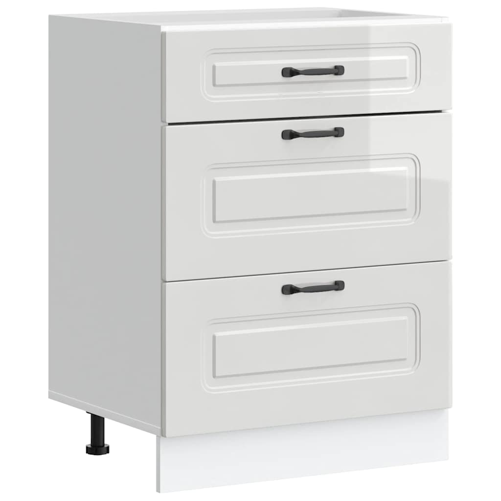Mueble bajo de cocina , madera de ingeniería blanca brillante.