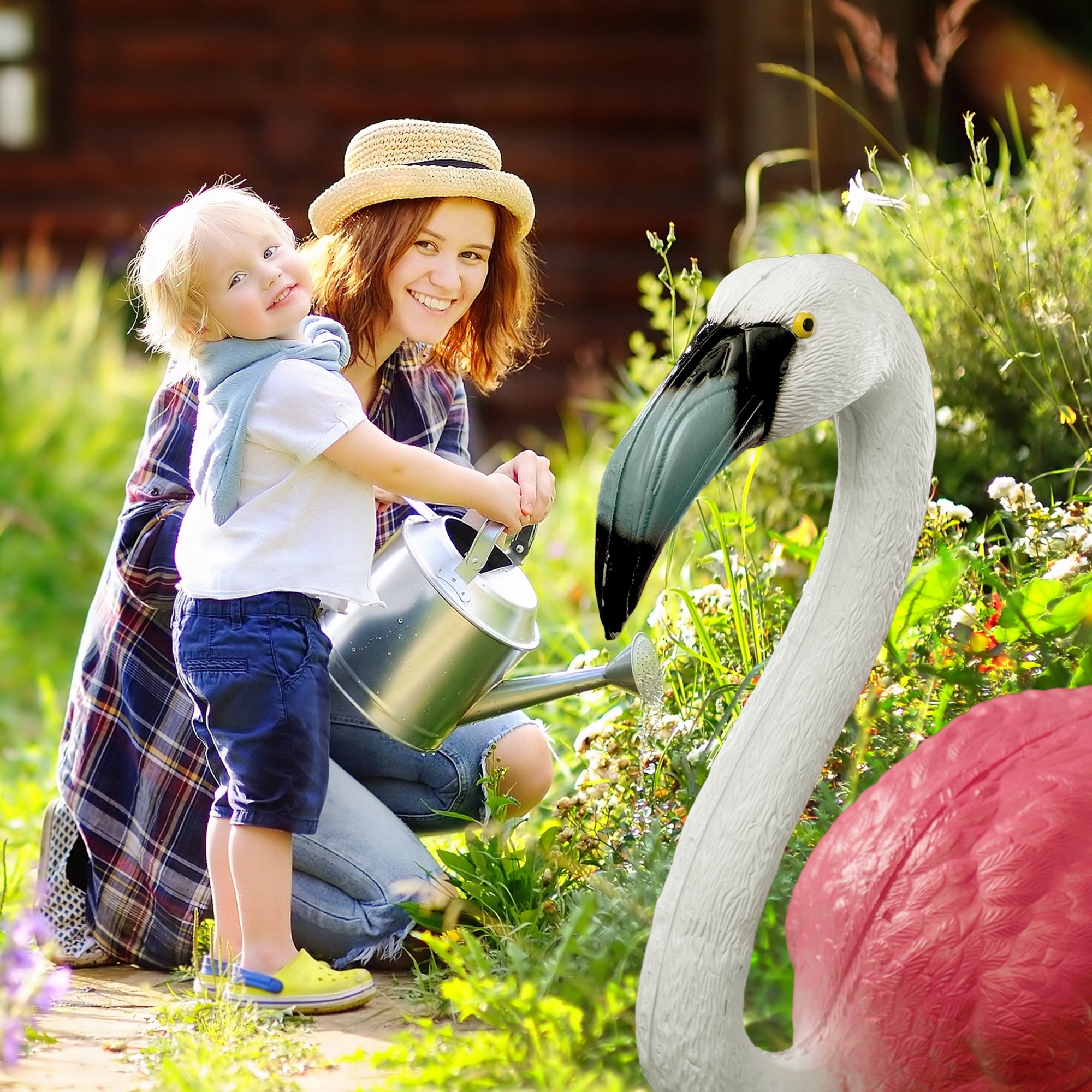 Estatueta de jardim KADAX Flamingo, 80 cm, plástico, estátua de jardim exótico, estátua de lago rosa, decoração de jardim para lago (80 cm) - 4