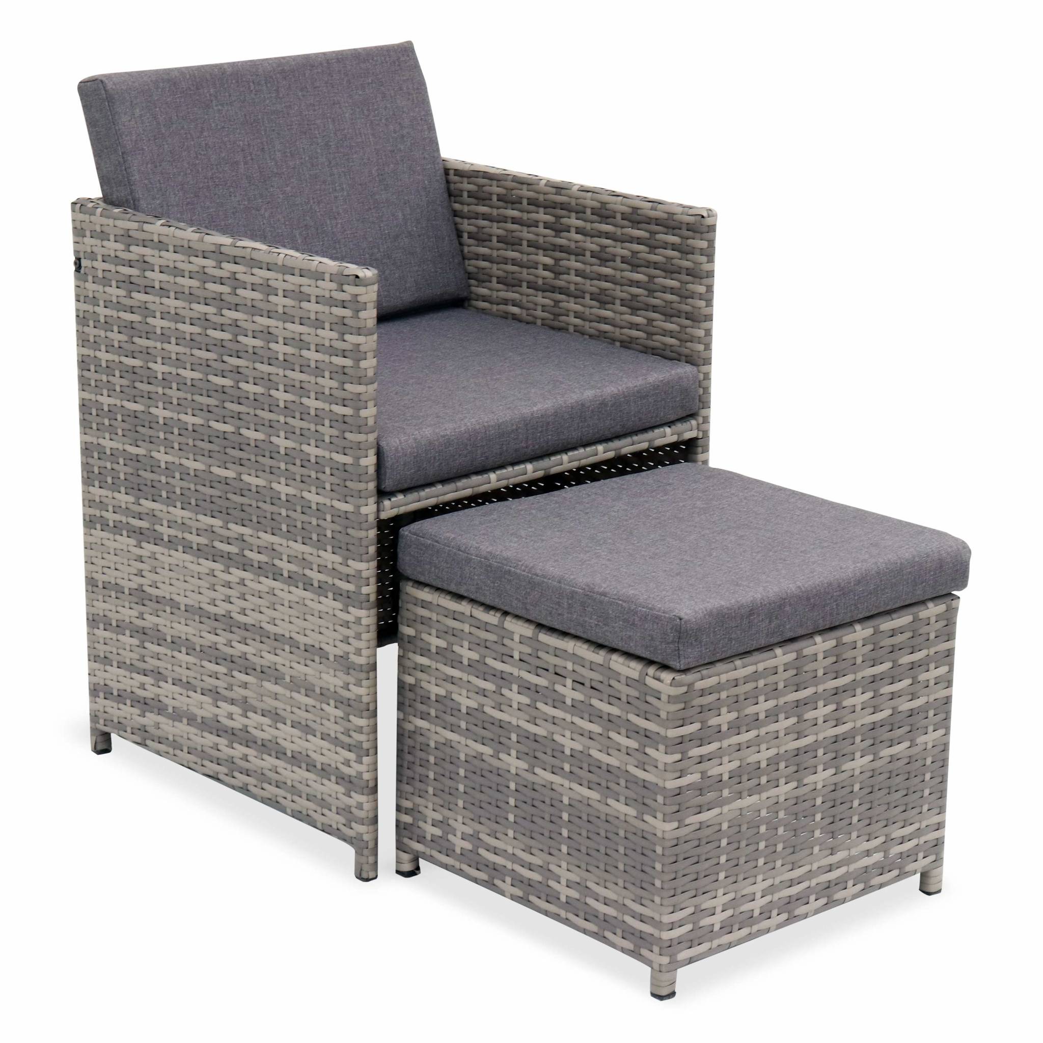 Set tavolo da giardino in resina intrecciata, 8-12 posti, Scala di grigi - 5