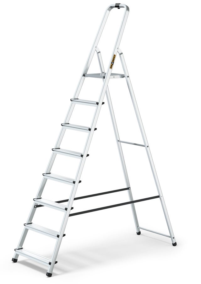Drabina aluminiowa domowa jednostronna 8 stopni z haczykiem DRABEST