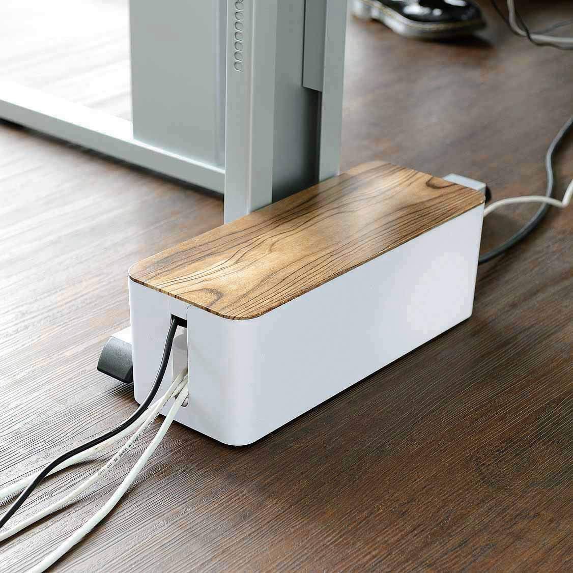 Electraline 300173 Boîte de Rangement pour câbles + Bloc Multiprise 6 Prises 16A, 1,5 MT, Blanc/Marron - 4