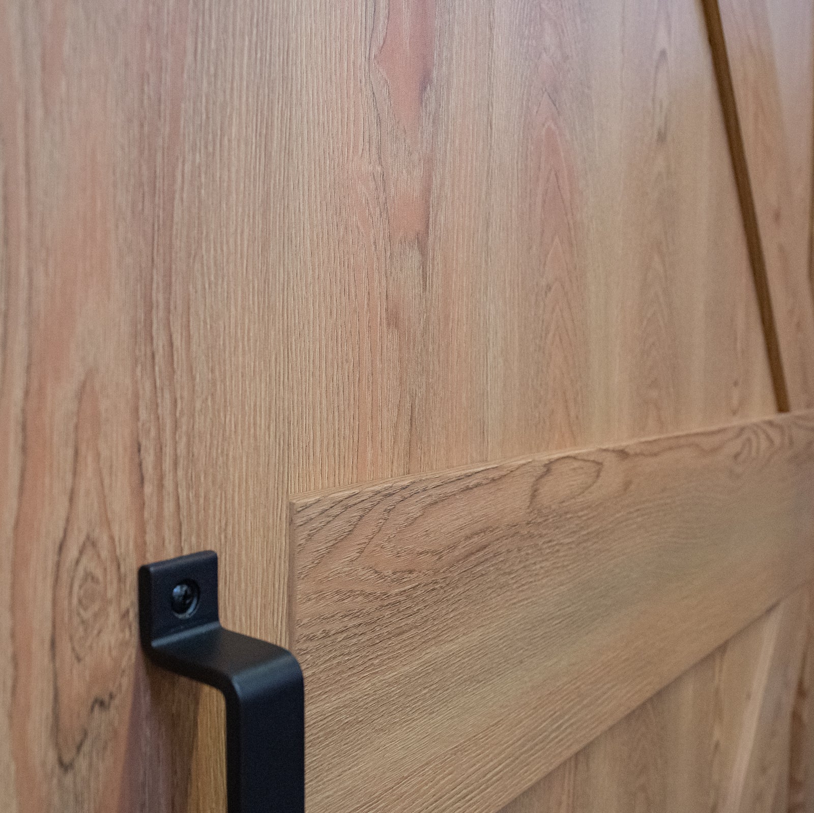 Kit porte coulissante en bois Grange oak acier MDF + rail H.206 x l.77 cm, SCHULTE, double amortisseur, porte coulissante intérieure en bois - 4