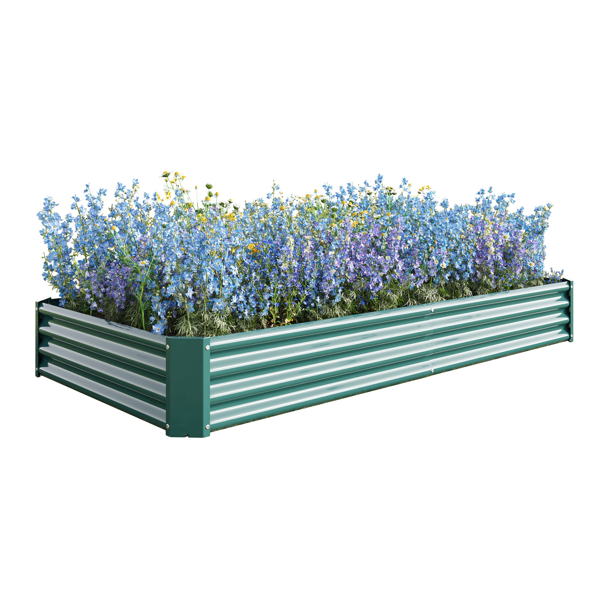 Grand bac surélevé 232x113x30 cm en acier galvanisé pour potager et fleurs - Design jardin - 9