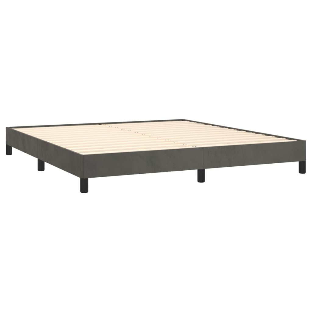 Cadre de lit sans matelas gris foncé 160 x 200 cm en velours - 4