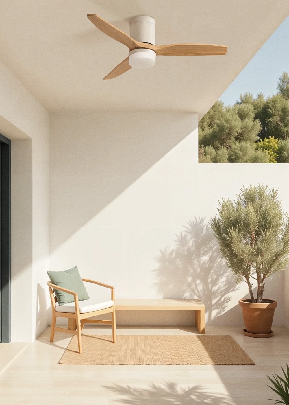 WIND CALM S - Ventilador de teto silencioso de 40 W com pás técnicas em ABS de vários tamanhos - Com luz - sem wifi - 4