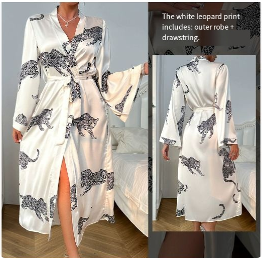 Peignoir de bain kimono en satin et soie pour femme - 6