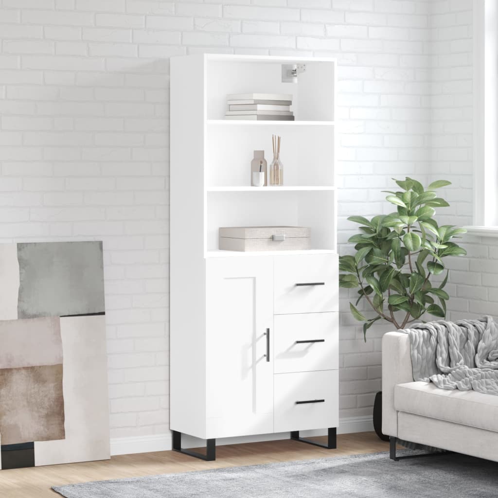 Buffet haut Blanc 69,5x34x180 Bois d'ingénierie - 2