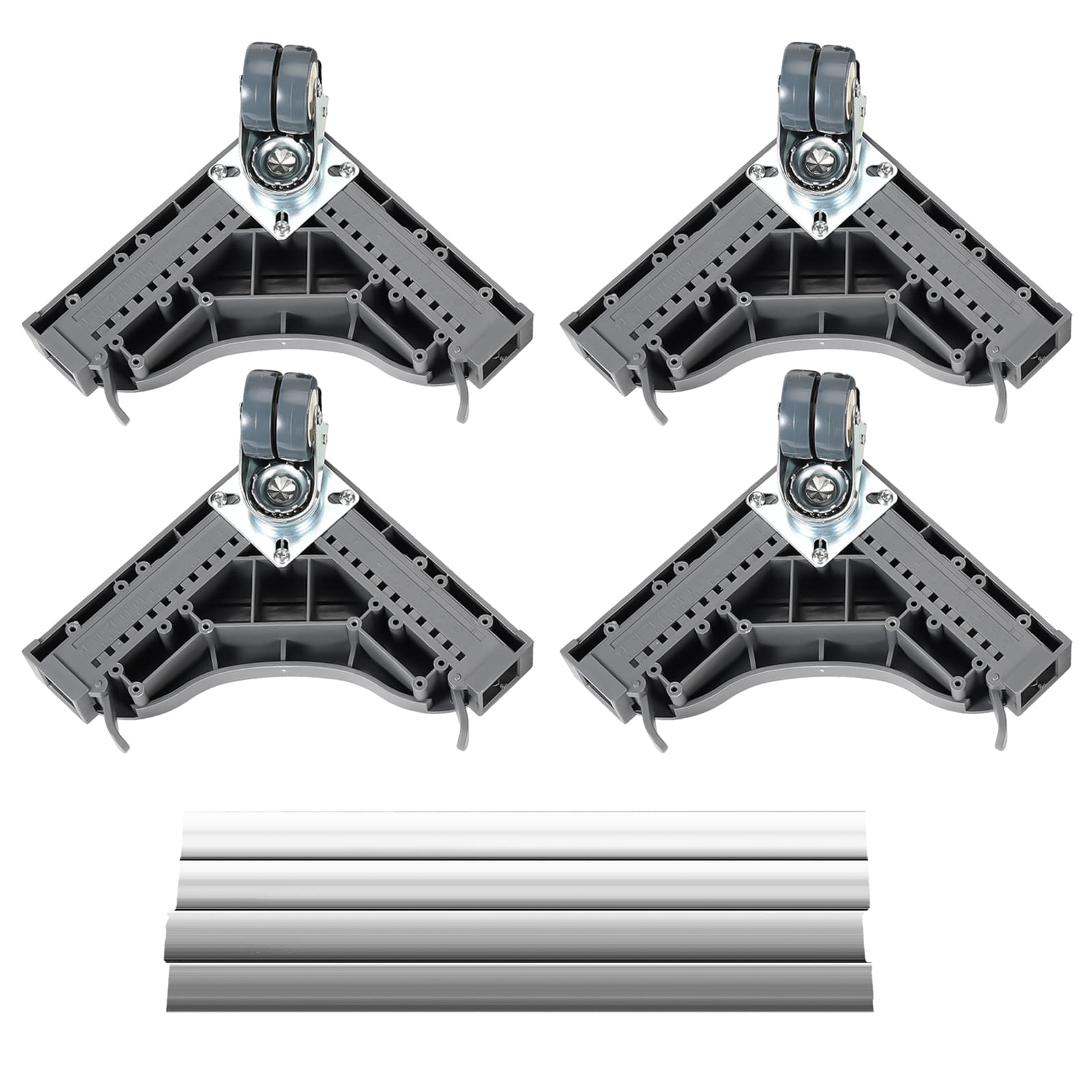 Support machine à laver : 4 roulettes verrouillables, charge 200 kg, largeur réglable, 4 supports, pour lave-linge/sèche-linge/réfrigérateurs - 2