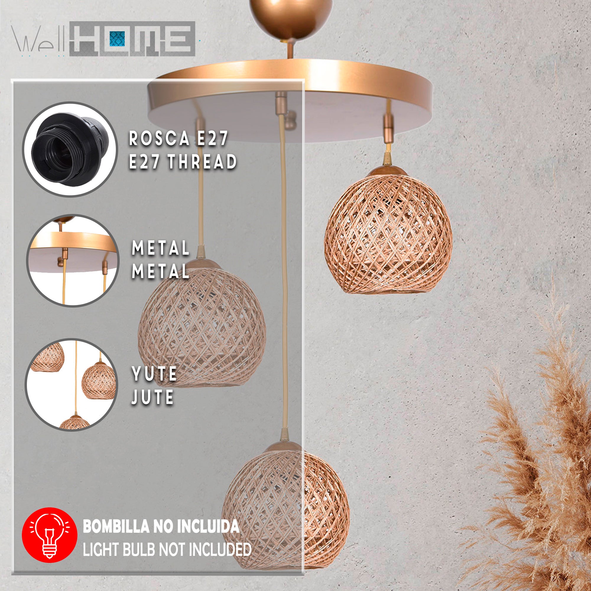 Plafoniera da 80 cm. Color argento. Tipo 3xe27 max 45-60w - 2